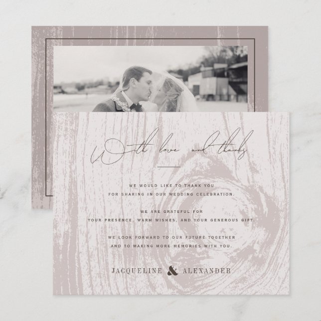 Convites Muito Obrigado Rustico Grão de Madeira Outono Casa (Frente/Verso)