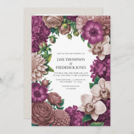 Convites Mulberry, Mauve Clay & Soft Fig Wedding Invitation