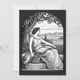 Convites Mulher Art Nouveau Vintage Lendo Debaixo da Árvore