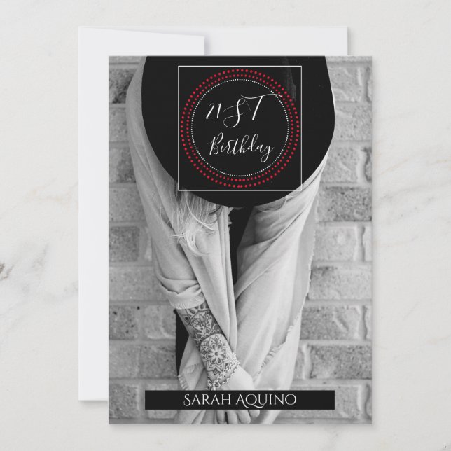 Convites Mulher Boêmia Em Chapéu Com aniversário de 21 anos (Frente)