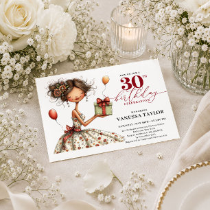 Convites Mulher Chic e Excêntrica Aniversário de 30 anos Bu