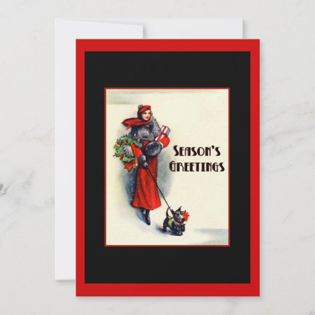 Convites Mulher com casaco vermelho com Open House do Terri (Frente)