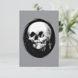 Convites Mulher Com Reflexo de Crânio de Halloween no Espel