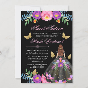 Convites Mulher de Cabelo Vermelho em Vestido Floral Mexica