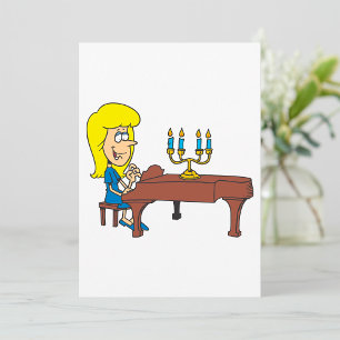 Convites Mulher de Desenho Animado Tocando Piano com Candel