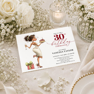 Convites Mulher de Desenho Moderno Aniversário de 30 anos G
