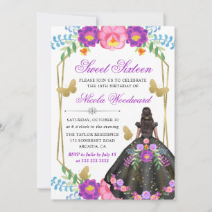 Convites Mulher de Pele Morena Vestido Floral Mexicano Doce