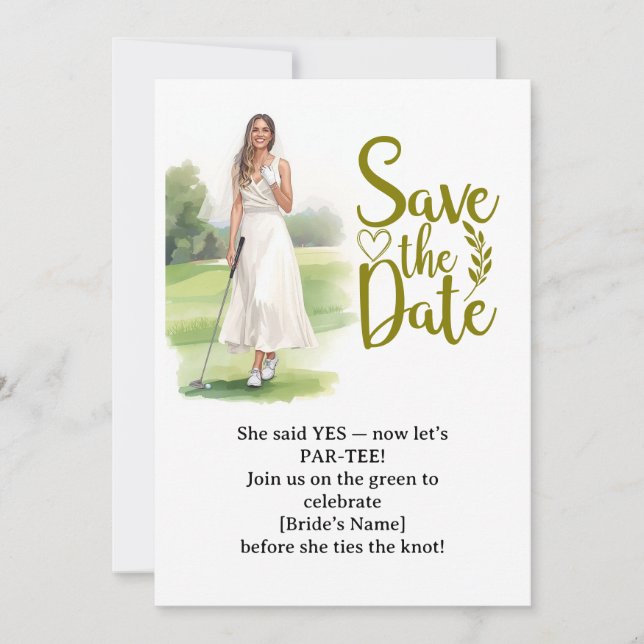 Convites Mulher de Solteira de Golfe Está Jogando Golfe  (Frente)