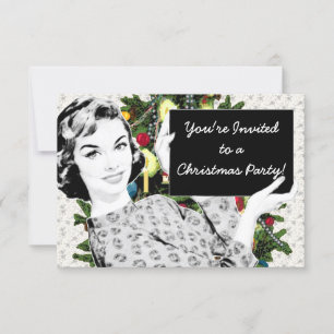 Convites Mulher dos anos 50 com sinal de Natal