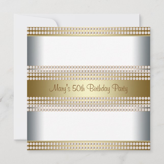 Convites Mulher Dourada 50ª Festa de aniversário (Frente)