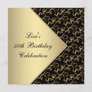 Convites Mulher Dourada Black Classy 50th Festa de aniversá