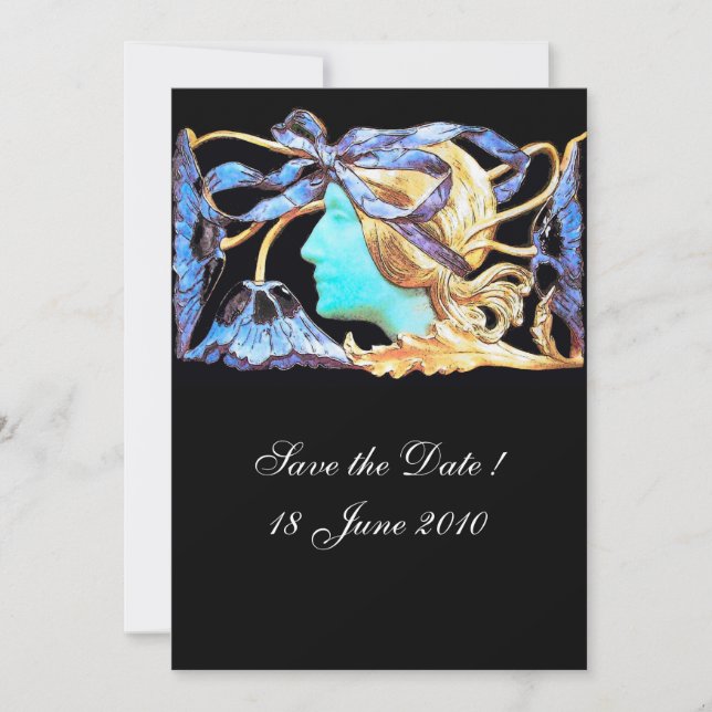 CONVITES MULHER ELEGÂNCIA BELA JOIA /SENHORA, LAÇO AZUL, FL (Frente)