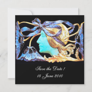 CONVITES MULHER ELEGÂNCIA BELEZA JOIA /SENHORA, LAÇO AZUL, 