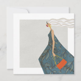 Convites Mulher Elegante Carta de Arte de Ilustração de Mod