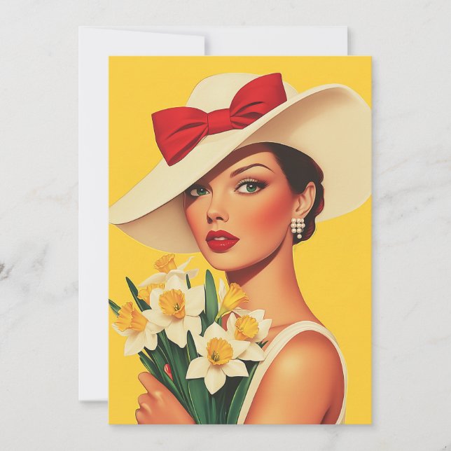 Convites Mulher Elegante com Daffodils (Frente)