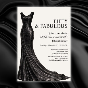 Convites Mulher Elegante Fantástico Vestido Preto Aniversár