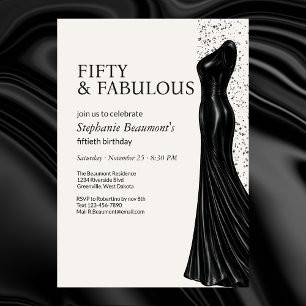 Convites Mulher Elegante Vestido Preto Fabuloso Aniversário