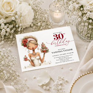 Convites Mulher Engraçada Elegante Aniversário de 30 anos R