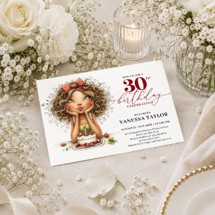 Convites Mulher Engraçada Moderna Aniversário de 30 anos Sc