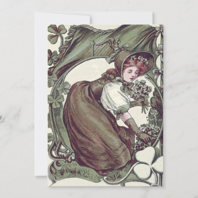 Convites Mulher Escolhendo Shamrocks Shamrock (Frente)