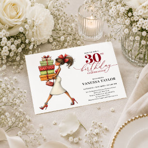 Convites Mulher Excêntrica Aniversário de 30 anos Vermelho