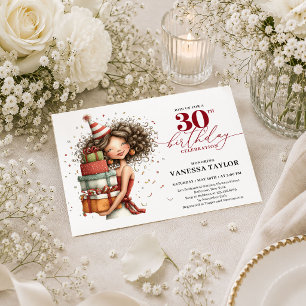 Convites Mulher Excêntrica e Sofisticada Aniversário de 30