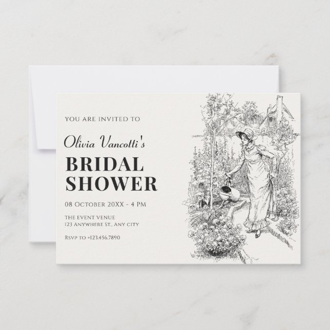 Convites Mulher fazendo jardinagem chá de noiva (Frente)