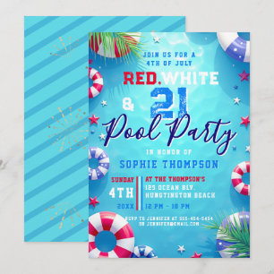 Convites Mulher Festa de Aniversário de 21 Anos no Pool no
