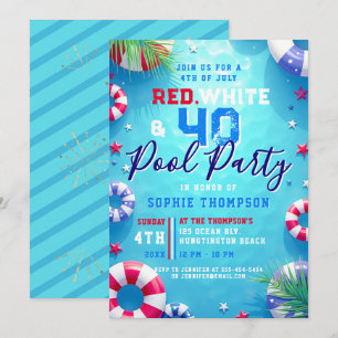 Convites Mulher Festa de Aniversário de 40 Anos no Pool no
