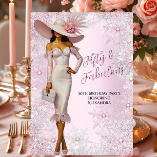 Convites Mulher Glamour de Aniversário Fabuloso Flocos de N