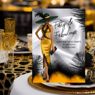 Convites Mulher Glamourosa de Aniversário Fabuloso Penas Pr