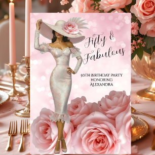 Convites Mulher Glamourosa de Aniversário Fabuloso Rosas Ro