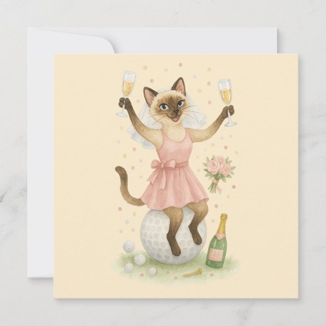 Convites Mulher golfista Save the Date Noiva Despedida  (Frente)