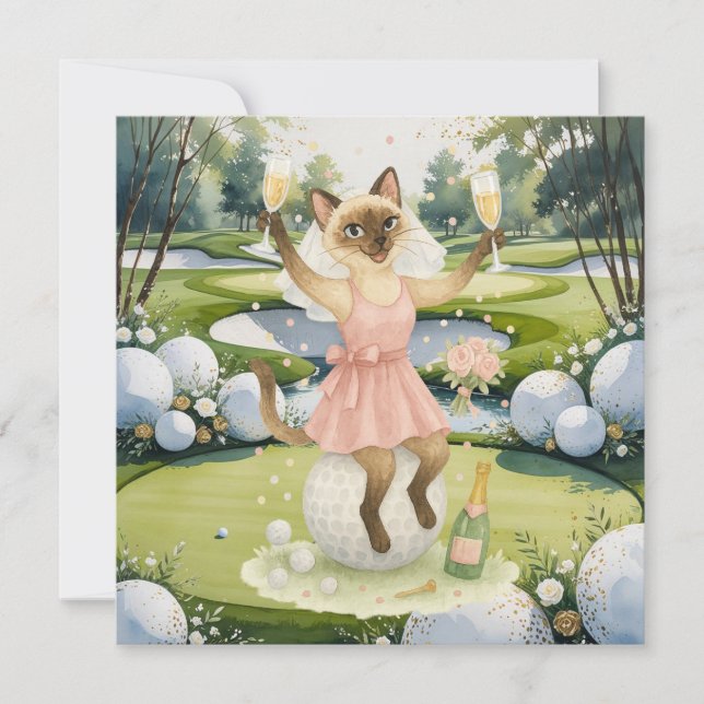 Convites Mulher golfista Save the Date Noiva Despedida  (Frente)