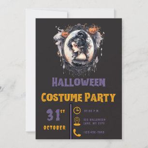 Convites Mulher Gótica Espelho Vitoriano Preto Halloween