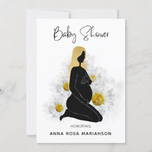 Convites *~* Mulher Grávida Grávida Dourada Preta