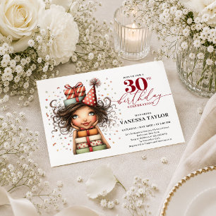Convites Mulher Humor Elegante Aniversário de 30 anos Rótul