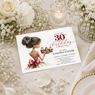 Convites Mulher Humor Elegante Aniversário de 30 anos Verme