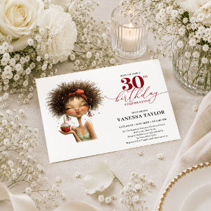 Convites Mulher Humor Sofisticado Aniversário de 30 anos Fe