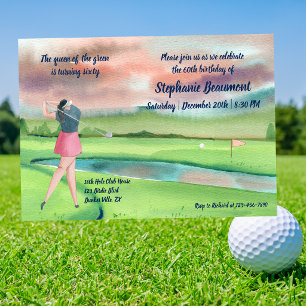Convites Mulher Jogadora de Golfe Balançando os Sessenta 60