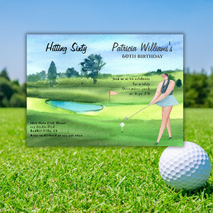 Convites Mulher Jogadora de Golfe Comemora 60º Aniversário