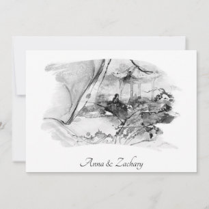 Convites *~* Mulher Pagoda Japão RSVP QR AR AR27 Casamento