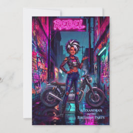 Convites Mulher Rebelde Aniversário Grafite Moto Beco