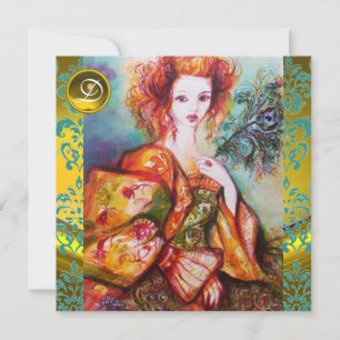 CONVITES MULHER ROMÂNTICA COM A PENA SPARKLING DO PAVÃO