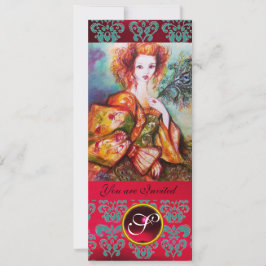 Convites MULHER ROMÂNTICA COM PENA DE PAZ ESPUMANTE, Vermel