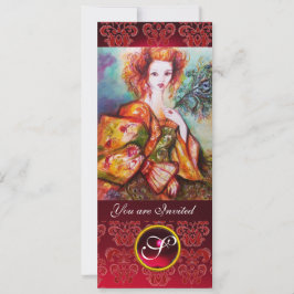 Convites MULHER ROMÂNTICA COM PENA DE PAZ ESPUMANTE, Vermel