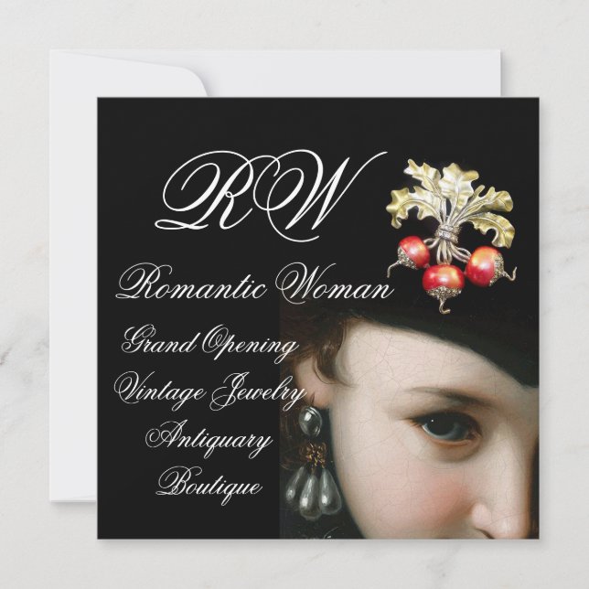 CONVITES MULHER ROMÂNTICA, JUDEUS ANTICOS, PEARLS, ABERTURA (Frente)