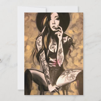 Convites Mulher Tatuada em Dourado