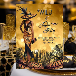 Convites Mulher Tigre de Ouro de Aniversário de Cinquenta S