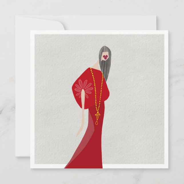 Convites Mulher Vermelha Escarlate Estilo Glam Moda Arte Ca (Frente)